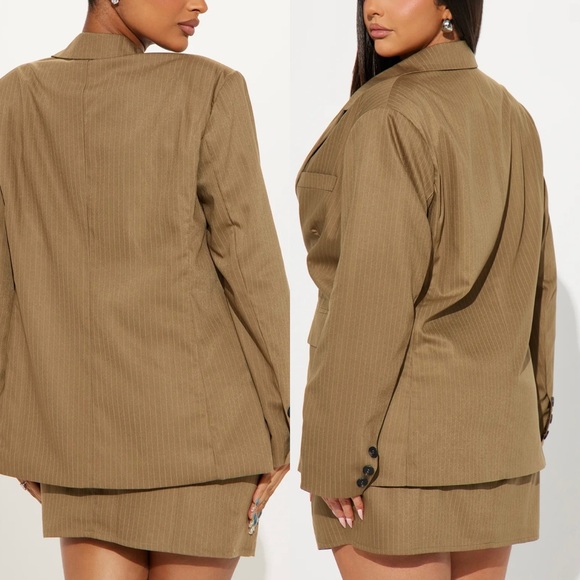 Fashion Nova First Class Pinstripe Blazer & Mini Dress Set NWT - Picture 5 of 12